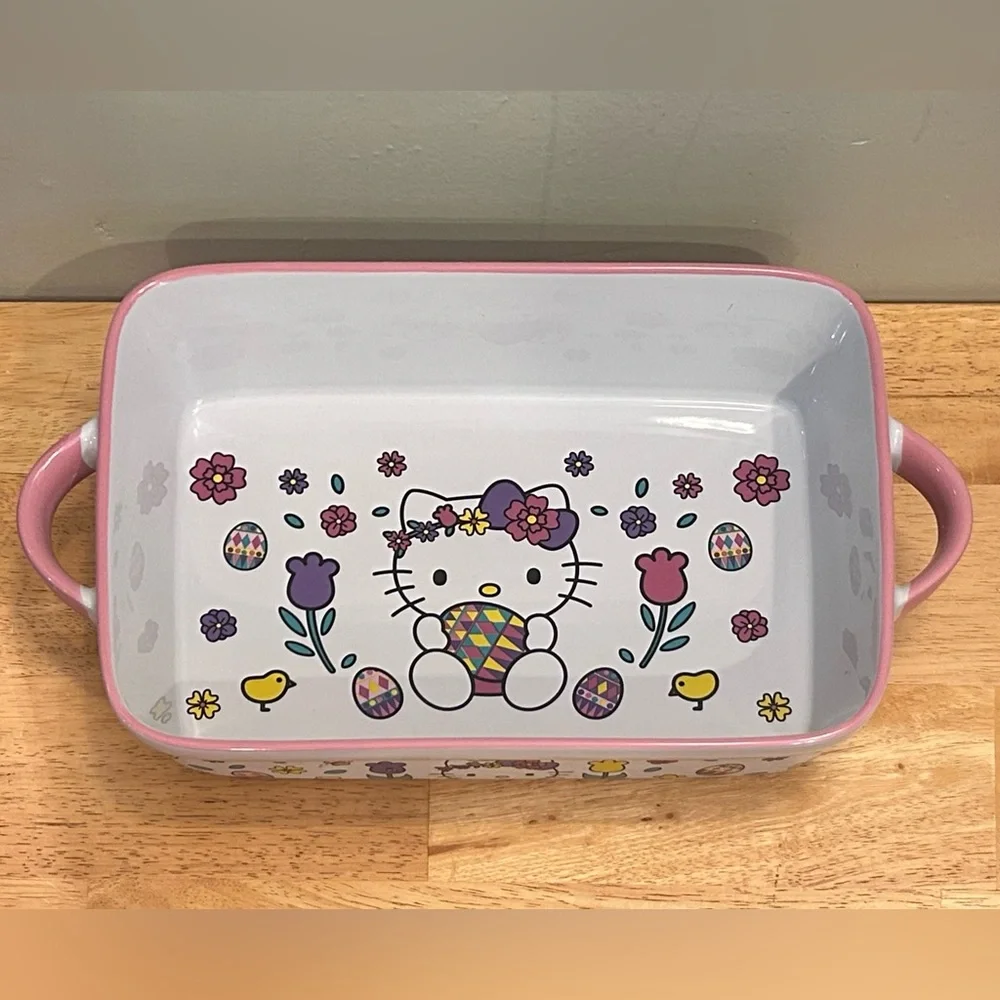 Hello Kitty Spring Flowers Rectangle Ceramic Baking Dish Made By Sanrio